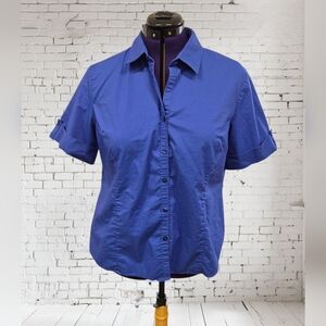 George Women Plus Size Tailored Button Front Stretch Top Business or Casual